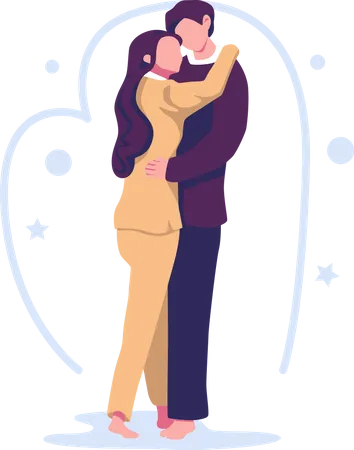 Romantic couple hugging  イラスト