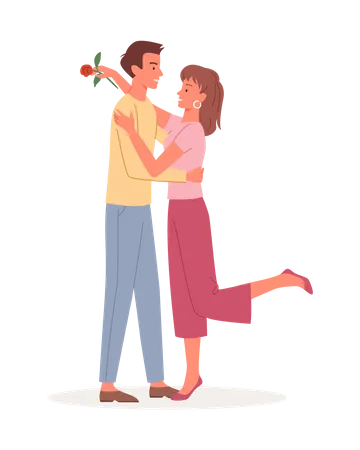 Romantic couple hugging  Illustration