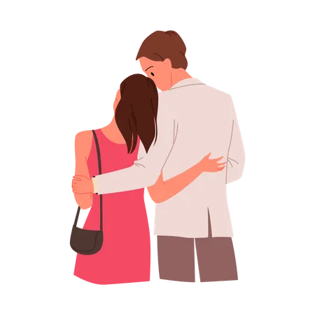 Romantic couple hugging each other  Illustration