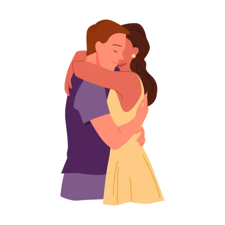 Romantic couple hugging each other  Illustration