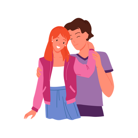 Romantic couple hugging each other  Illustration