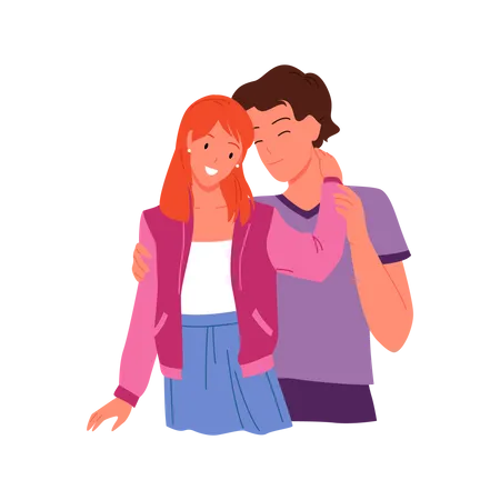 Romantic couple hugging each other  Illustration