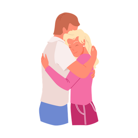 Romantic couple hugging each other  Illustration