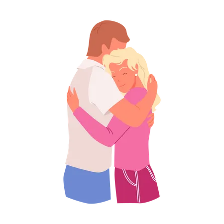 Romantic couple hugging each other  Illustration