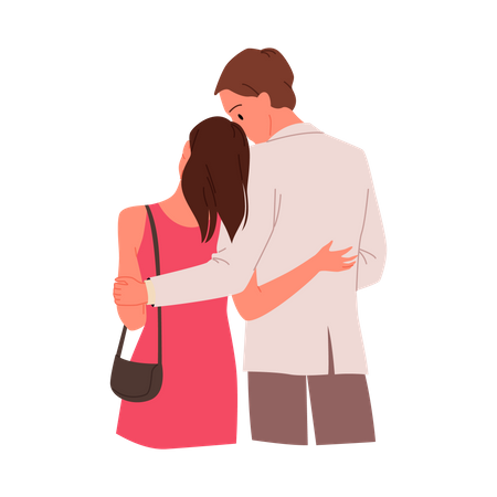 Romantic couple hugging each other  Illustration