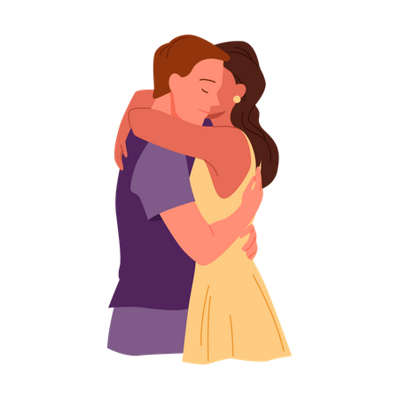 Romantic couple hugging each other  Illustration