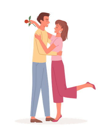 Romantic couple hugging  Illustration