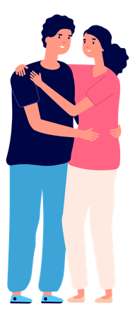 Romantic Couple Hugging  Illustration