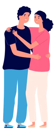 Romantic Couple Hugging  Illustration