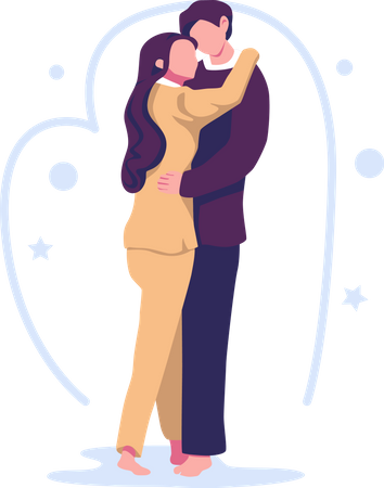 Romantic couple hugging  Illustration