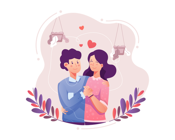 Romantic couple hugging  Illustration