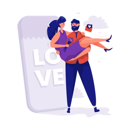 Romantic couple in love Illustration