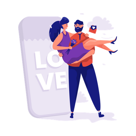 Romantic couple in love  Illustration