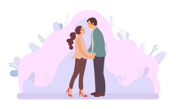 Romantic Couple in park Illustration
