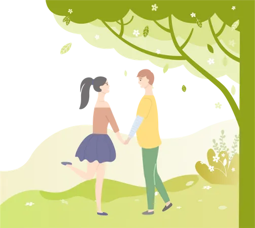 Romantic Couple in park  Illustration