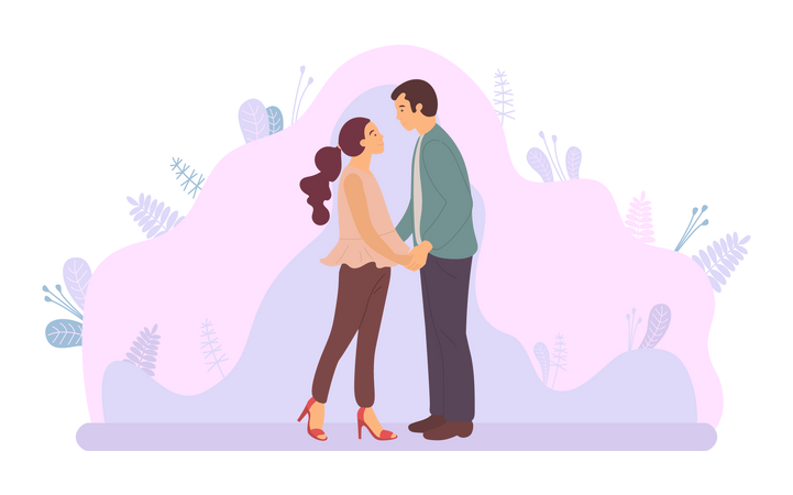 Romantic Couple in park  Illustration