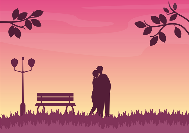 Romantic Couple in park  Illustration