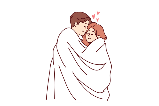 Romantic couple is cuddling  Illustration