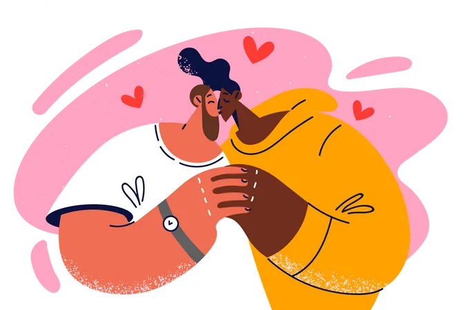Romantic couple kissing Illustration