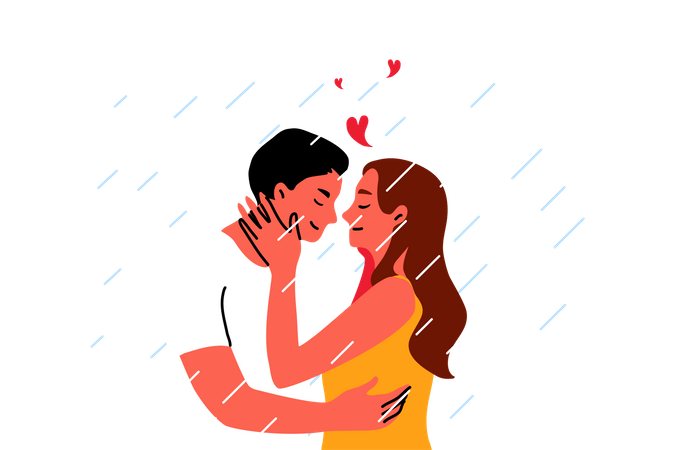 Romantic couple kissing  Illustration