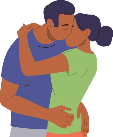 Romantic couple kissing and hugging  Illustration