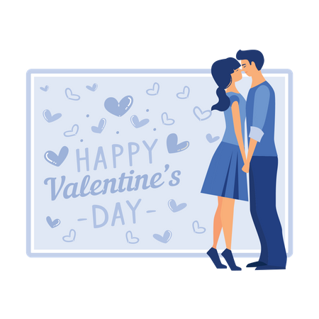 Romantic couple kissing  Illustration