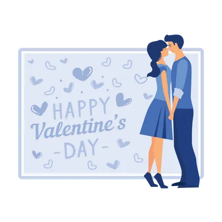 Romantic couple kissing  Illustration