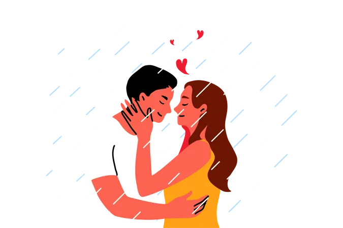 Romantic couple kissing  Illustration