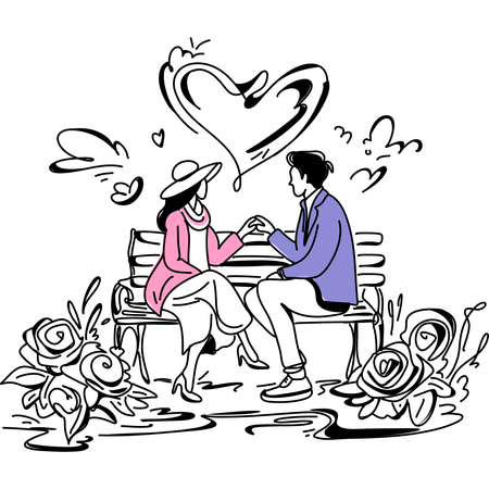 Romantic couple on date  Illustration