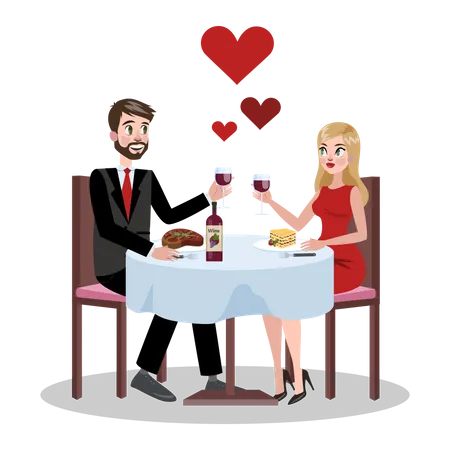 Romantic couple on date Illustration