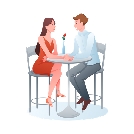 Romantic couple on dinner date  Illustration
