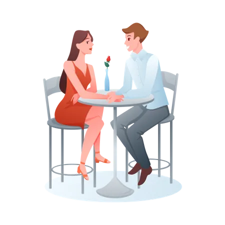 Romantic couple on dinner date  Illustration