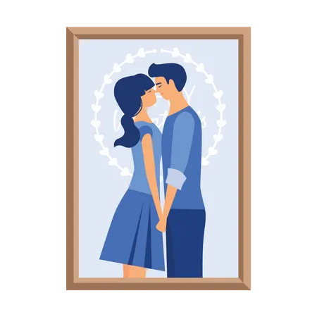 Romantic Couple photo frame Illustration