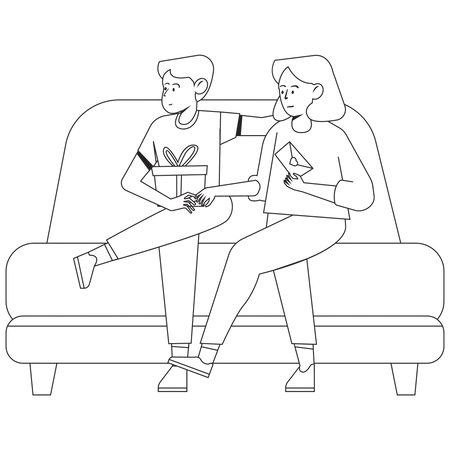 Romantic couple relaxing together Illustration