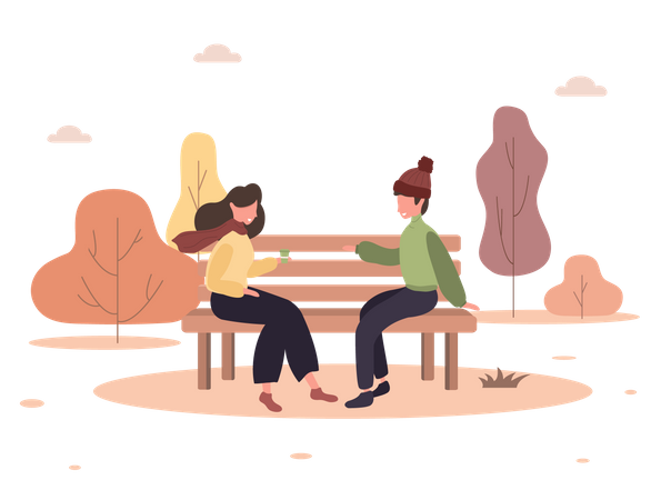 Romantic couple sitting on bench  Illustration