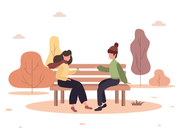 Romantic couple sitting on bench  Illustration