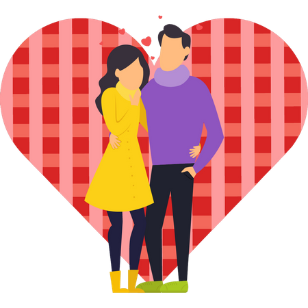 Romantic couple standing together Illustration