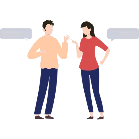 Romantic couple talking to each other Illustration