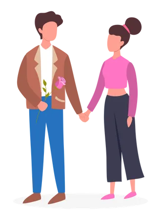 Romantic Couple walking holding hands  Illustration