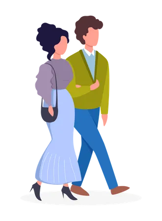 Romantic couple walking together Illustration