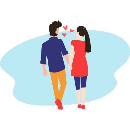 Romantic couple walking together Illustration