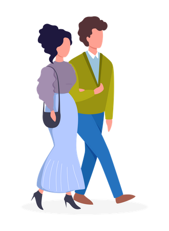 Romantic couple walking together  Illustration