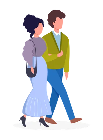 Romantic couple walking together  Illustration