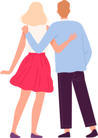 Romantic Couple walking together  Illustration