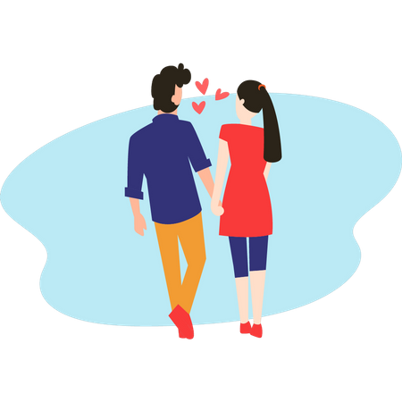 Romantic couple walking together  Illustration