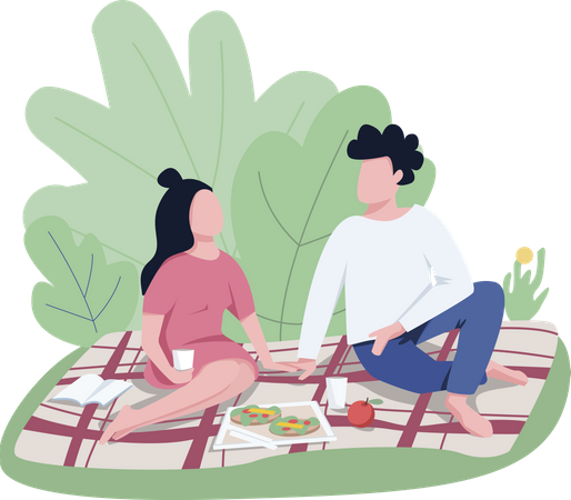 Romantic date at outdoors Illustration
