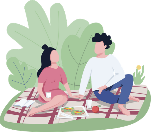 Romantic date at outdoors  Illustration