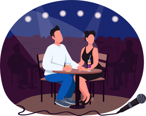 Romantic date couple watching performance  Illustration