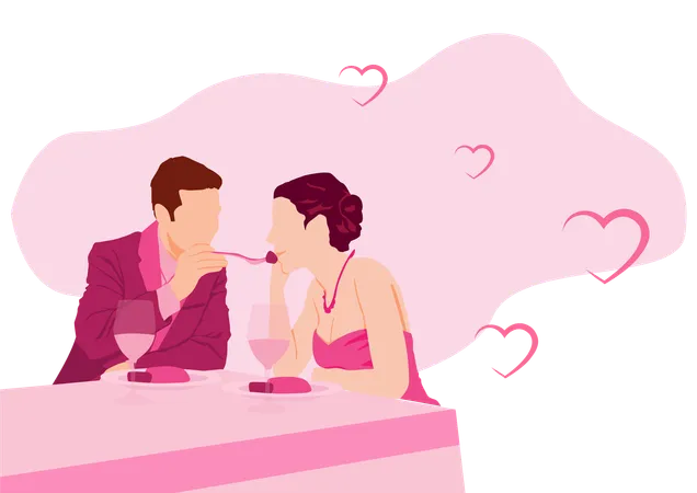 Romantic Dinner Illustration Illustration