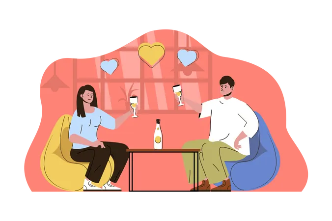 Romantic dinner Illustration